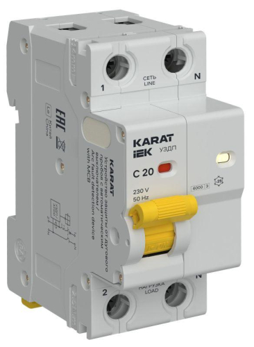 Устройство защиты от дугового пробоя (УЗДП) 1P+N C 20A с авт. выкл. KARAT IEK KA-DP11-1-020-C