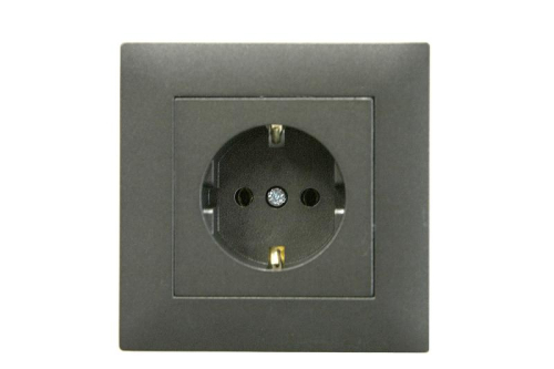 Розетка 1-м Karea RIZZ STAR с заземл. дым. металлик Makel 88050028