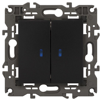 Выключатель 2-кл. СП Elegance 14-1105-05 10А IP20 250В 10AX с подсветкой механизм антрацит Эра Б0034241