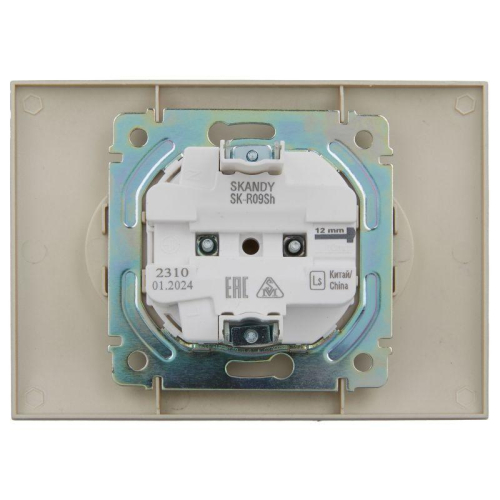 Розетка 2-м SKANDY 10А без заземл. защ. шторки в сборе SK-R09Sh шампань IEK SK-R23-10-K37-F