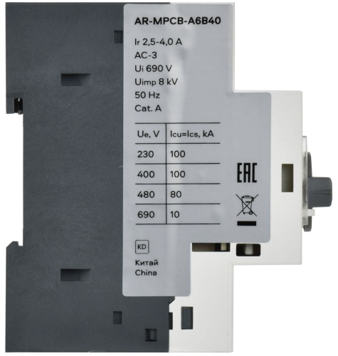 Выключатель автоматический защиты двигателя A6 GV2P 2.5-4А ARMAT IEK AR-MPCB-A6B40