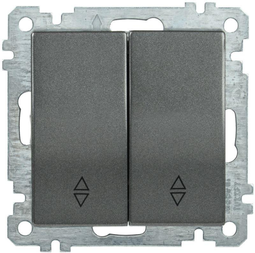 Переключатель проходной 2-кл. СП BOLERO 10А IP20 ВС10-2-2-Б механизм антрацит IEK EVB22-K95-10