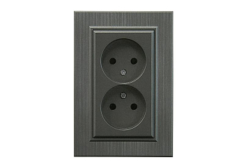 Розетка 2-я Karea LINE STAR без заземл. дым. металлик Makel 86050017