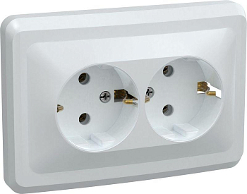 Розетка 2-м СП Вега РС12-3-ВБ с заземл. контактом без защ. шторок 16А бел. GENERICA ERV21-K01-16-DM