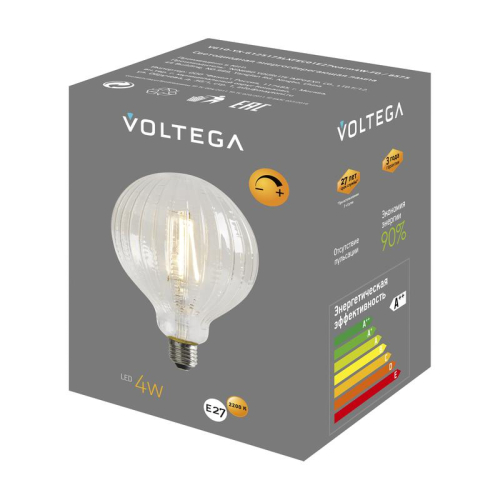 Лампа светодиодная филаментная Loft 271 YX-G125175LXFEC01 4Вт 2200К E27 DIM Voltega 8575