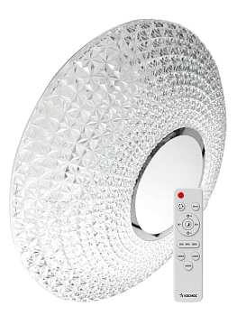 Светильник светодиодный PREMIUM CRYSTAL 55Вт 230В 3000-6500К 4400лм IP40 400х100мм настенно-потолочный управляемый с пультом ДУ КОСМОС KSCrys55W