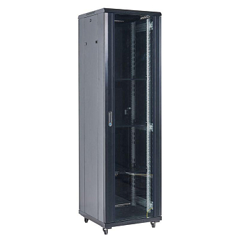 Шкаф телекоммуникационный напольный 19дюйм 42U 600х800х2054 передняя дверь стекло дверь задняя металл разборный черн. RAL9005 Rexant 04-4268-212