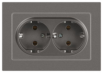 Розетка 2-м СП Accent 6-205-09 16А IP20 250В 2P+E Schuko AL/CU титан Intro Б0063500