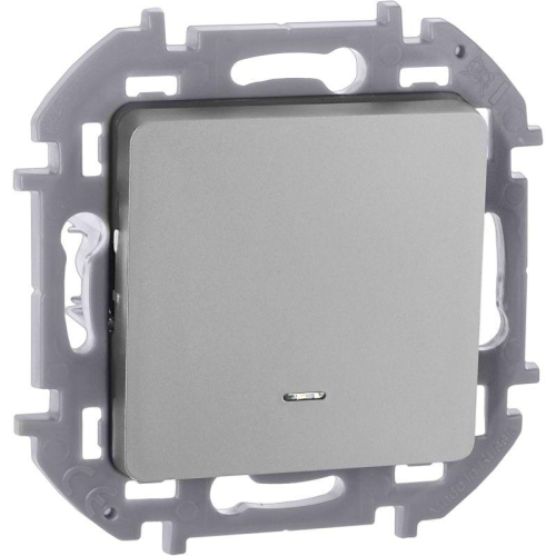 Выключатель 1-кл. Inspiria 10А IP20 250В 10AX с подсветкой/индикацией механизм алюм. IEK 673612