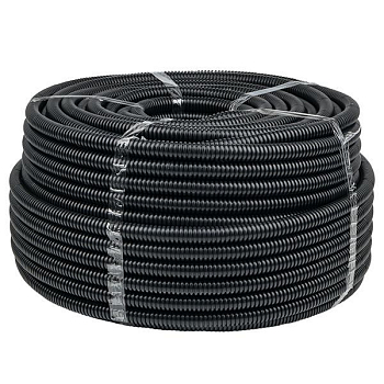 Труба гофрированная d20мм с протяжкой безгалоген. трудногорючая (FRHF) черн. (уп.100м) Plast EKF FRHF-20