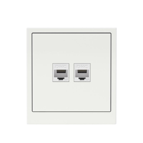 Розетка компьютерная 2-м KANT RJ45 кат.6A без шторки бел. магнолия DKC 7000674