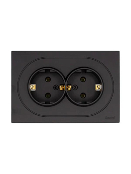 Розетка 2-м СП OSEN с заземл. ПБТ механизм черн. бархат LEZARD 743-4200-127B