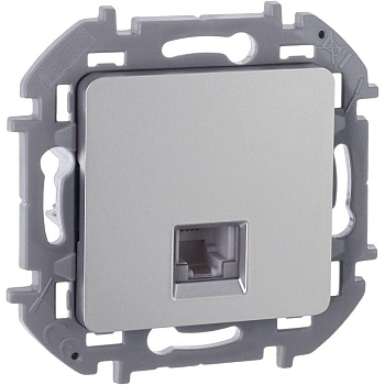Розетка телефонная Inspiria RJ11 механизм алюм. IEK 673822