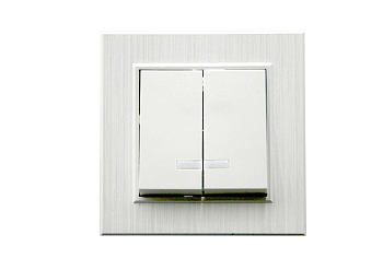 Выключатель 2-клав. с подсветкой Karea LINE STAR жемчуж. Makel 86100023