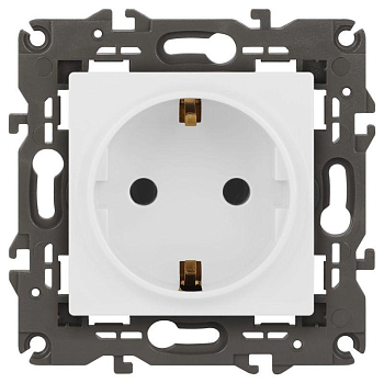 Розетка Elegance 14-2101-01М 16А 250В 2P+E Schuko матов. бел. Эра Б0065800