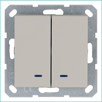 Выключатель 2-кл. 10А IP20 с подсветкой механизм тауп Jasmart G3023NT