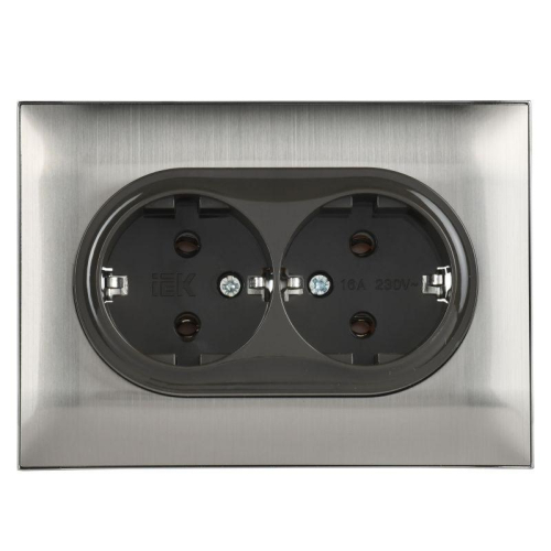 Розетка 2-м SKANDY 16А с заземл. защ. шторки в сборе SK-R07N никель IEK SK-R24-16-K50-F