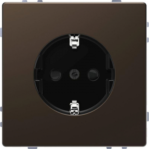 Розетка 1-м СП Merten D-Life 16А IP20 с заземл. защ. шторки SD мокко SchE MTN2300-6052