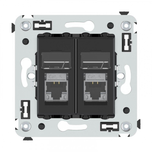 Розетка компьютерная 2-м RJ-45 СП кат.6 экранированная Avanti "Черный матовый" DKC 4412394