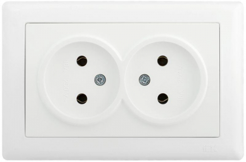 Механизм розетки 2-м СП Bolero РС20-1-0-ББ 10А IP20 без заземл. бел. IEK ERB29-K01-10