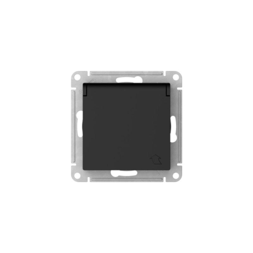 Розетка AtlasDesign 16А IP20 с заземл. защ. шторки с крышкой быстрозажим. клем. механизм карбон SE ATN001046S
