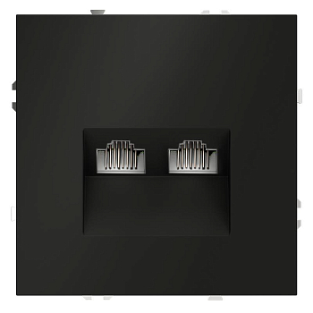 Розетка компьютерная 2-м СП S70 RJ45 + RJ45 кат.6 механизм черн. матов. Voltum VLS060208