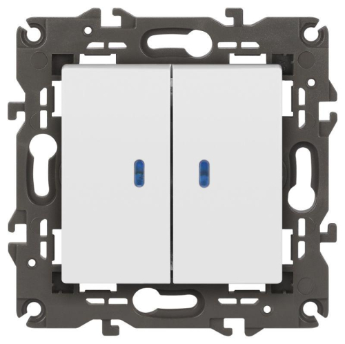 Выключатель 2-кл. СП Elegance 14-1105-01 10А IP20 250В 10AX с подсветкой механизм бел. Эра Б0034237