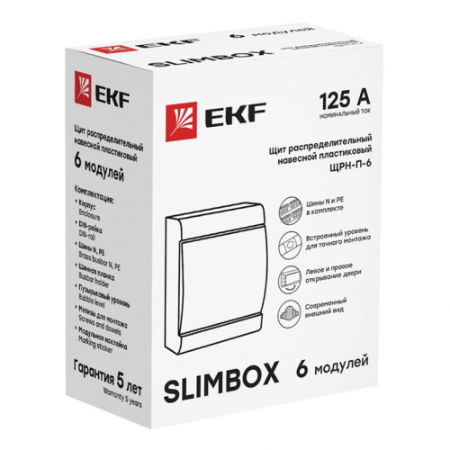 Щит ЩРН-П-6 "SlimBox" IP41 бел. дверца PROxima EKF sb-n-6w