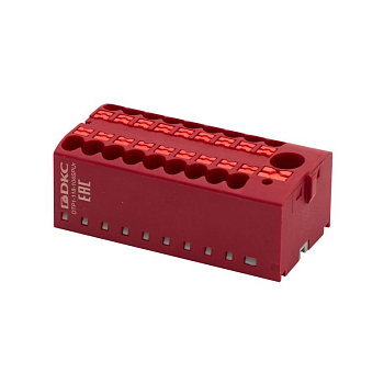 Блок распределительный зажим push-in 1 ввод 6кв.мм 18 точек подключения 25кв.мм красн. DKC DTP1-118-104SPUR