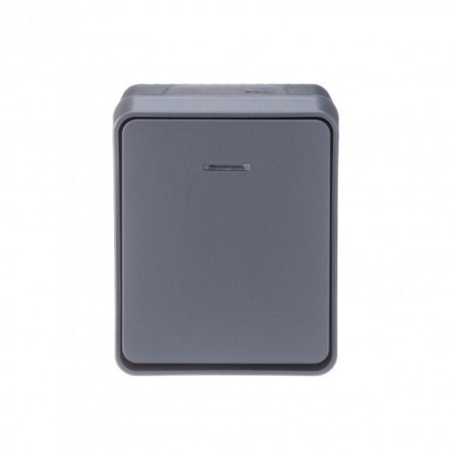 Выключатель 1-кл. ОП AtlasDesign PROFI IP54 10AX с подсветкой антрацит SE ATN544013