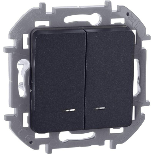 Выключатель 2-кл. Inspiria 10А IP20 250В 10AX с подсветкой/индикацией механизм антрацит IEK 673633