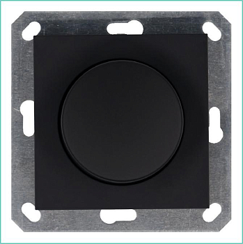 Светорегулятор поворотно-нажимной (диммер) LED 30-400Вт 1gang 2way механизм черн. матов. soft touch Jasmart G4012PB