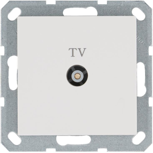 Розетка телевизионная проходная TV Ф9.5мм механизм бел. глянцевый Jasmart G6002W