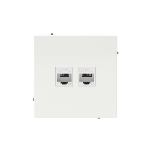 Розетка компьютерная 2-м KANT RJ45 кат.6A без шторки бел. магнолия DKC 7000674