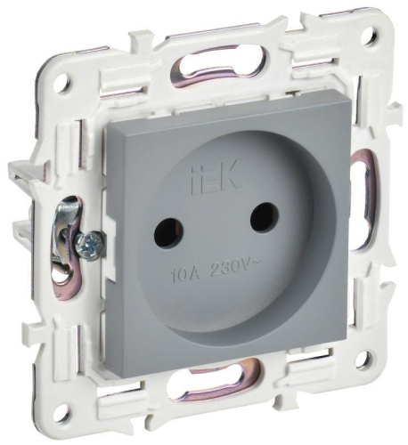 Розетка SKANDY 10А без заземл. без защ. шторок SK-R02Gr сер. IEK SK-R10-10-K03