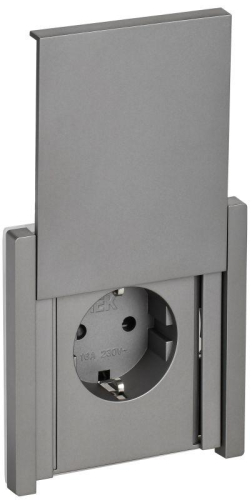 Розетка СП FORTE&PIANO16А IP44 FP519 с заземл. защ. шторки с крышкой безвинт. крепл. сталь IEK FP-R16-16-1-44-K46