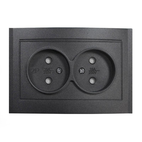 Розетка 2-м СП Бриллиант 16А IP20 без заземл. защ. шторки в сборе графит Universal 7947526-Gr