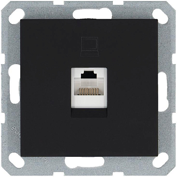 Розетка компьютерная 1-м RJ45 IP20 кат. 5E механизм черн. матов. soft touch Jasmart G6105PB