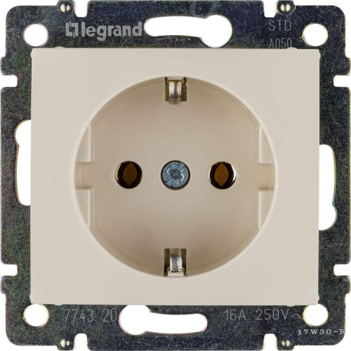 Розетка 1-м СП Valena 16А IP20 с заземл. на винтах механизм сл. кость IEK 774320