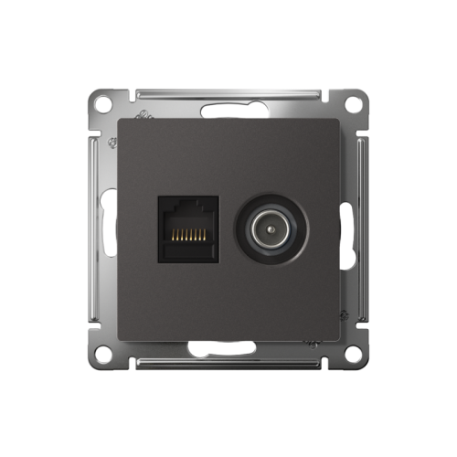 Розетка компьютерная + телевизионная 2-м СП AtlasDesign RJ45 кат.5E + TV механизм базальт SE ATN001489