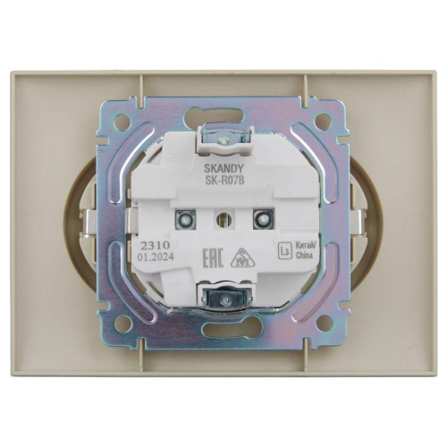 Розетка 2-м SKANDY 16А с заземл. защ. шторки в сборе SK-R07B беж. IEK SK-R24-16-K10-F