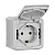 Розетка 1-м ОП Quteo 16А IP44 250В 2P+E с заземл. защ. шторки с крышкой сер. Leg 782351
