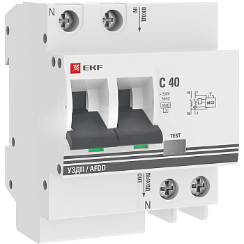 Устройство защиты от дугового пробоя 1P+N C 40А 4.5кА 72мм УЗДП PROxima EKF afdd-2-40C-72-pro
