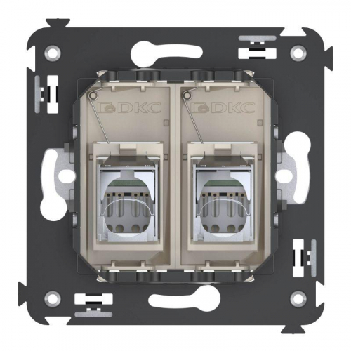 Розетка 2-м RJ-45 СП кат.5e экранированная Avanti "Ванильная дымка" DKC 4405364