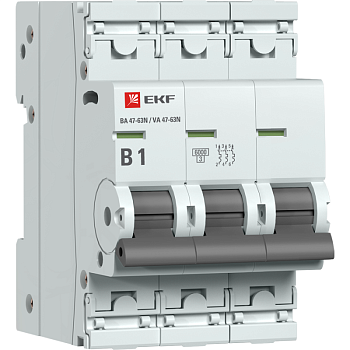 Выключатель автоматический модульный 3п B 1А 6кА ВА 47-63N PROxima EKF M636301B