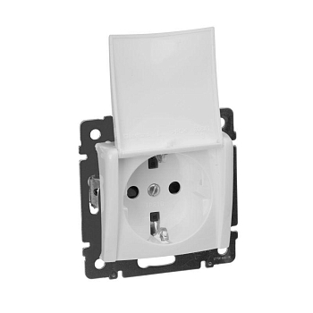 Розетка 1-м СП Valena 16А IP21 2P+E с заземл. защ. шторки с крышкой винты механизм бел. IEK 774422