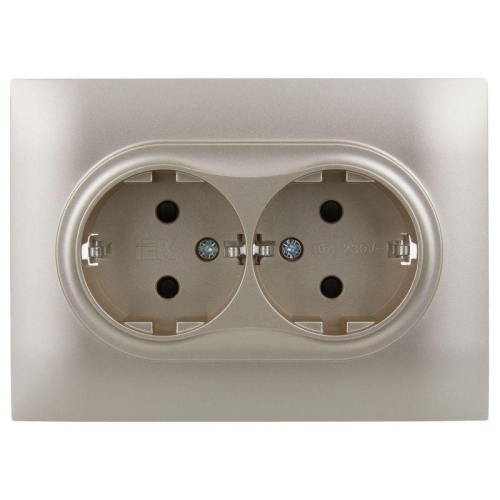 Розетка 2-м SKANDY 16А с заземл. защ. шторки в сборе SK-R07Sh шампань IEK SK-R24-16-K37-F