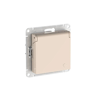 Розетка AtlasDesign 16А IP20 с заземл. защ. шторки с крышкой быстрозажим. клем. механизм беж. SE ATN000246S