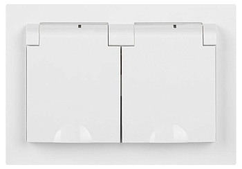 Розетка 2-м СП Accent 6-210-01 16А IP44 250В 2P+E Schuko с крышками защ. шторки AL/CU бел. Intro Б0063577