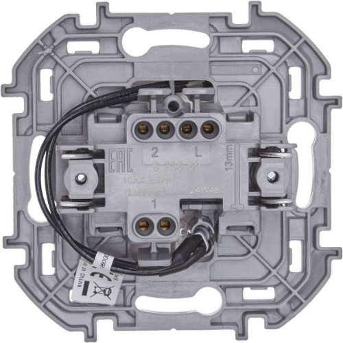 Переключатель 1-кл. Inspiria 10А IP20 250В 10AX с подсветкой/индикацией механизм бел. IEK 673660